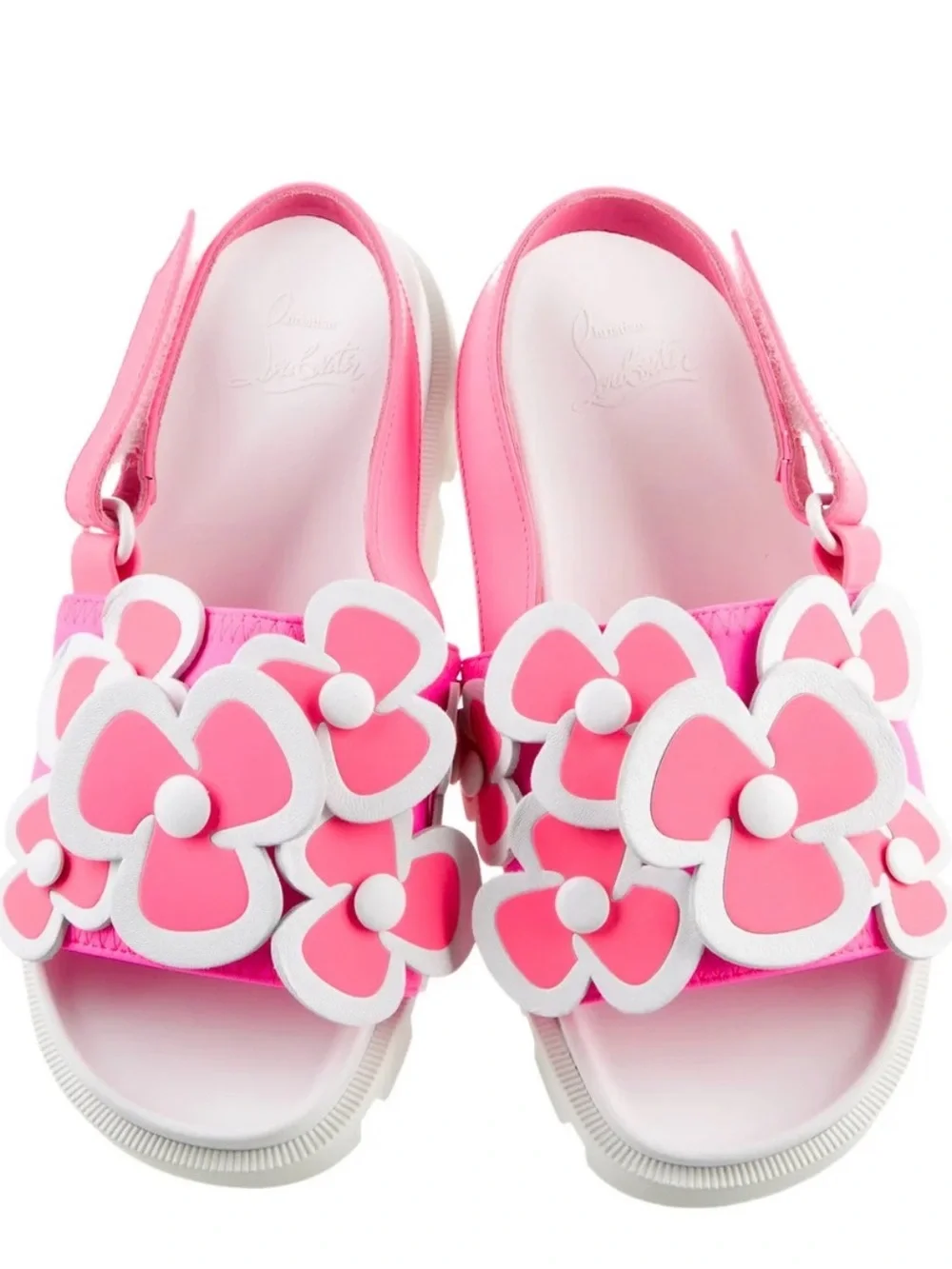 Christian Louboutin Pink Floral Slingback Kids Sandals euro 33 ( us size 2